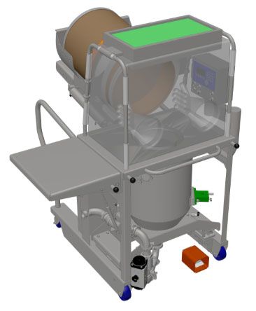 Convert the Vacuum Transfer Station from open transfer to a high containment configuration using single-use glovebags