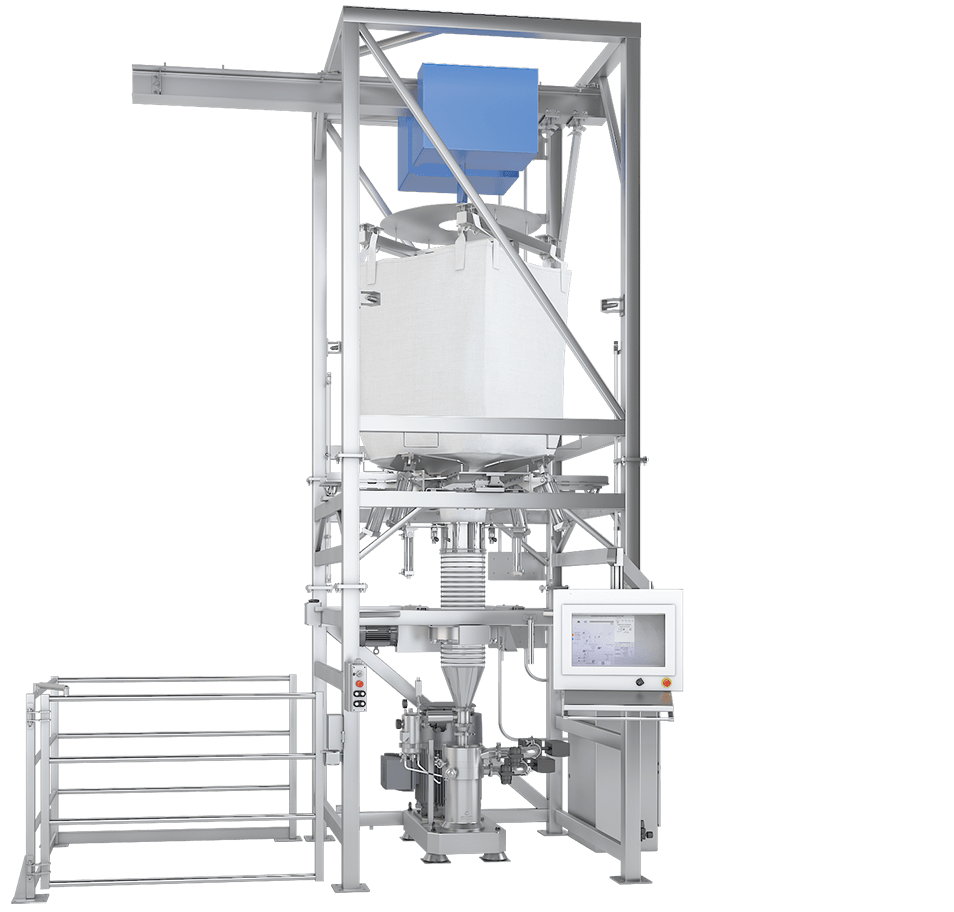 Bulk Bag Unloading Station: Paddles and Spout Clamp with Powder Induction System