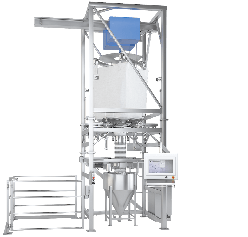 Bulk Bag Unloading Station: Paddles and Spout Clamp with Vacuum Hopper