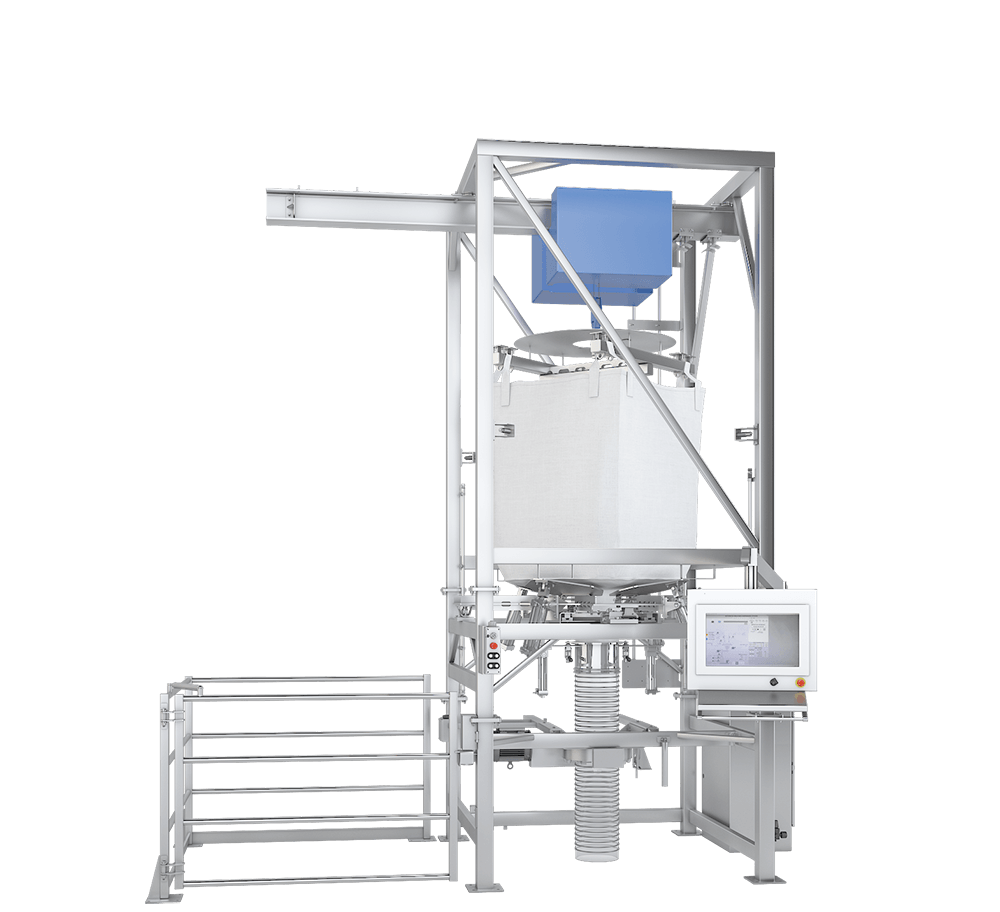 Bulk Bag Unloading Station: Paddles and Spout Clamp with Gravity Chute