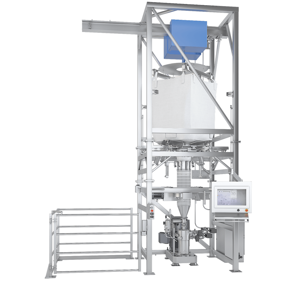 Bulk Bag Unloading Station: Paddles and Spout Clamp with Powder Induction System