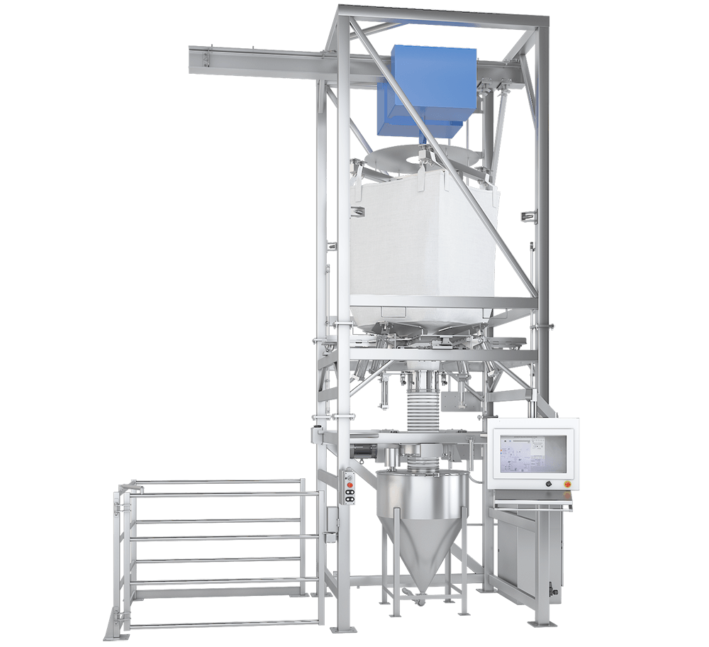 Bulk Bag Unloading Station: Paddles and Spout Clamp with Vacuum Hopper